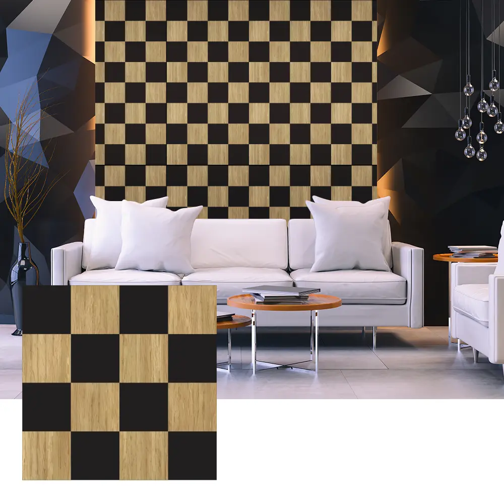 3D dřevěné dýhové akustické panely pro návrh interiérových stěn