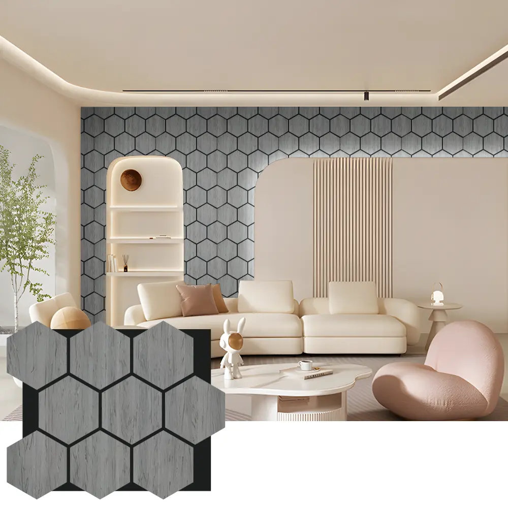 Hexagon akustické dřevěné stěnové panely pro interiérový design
